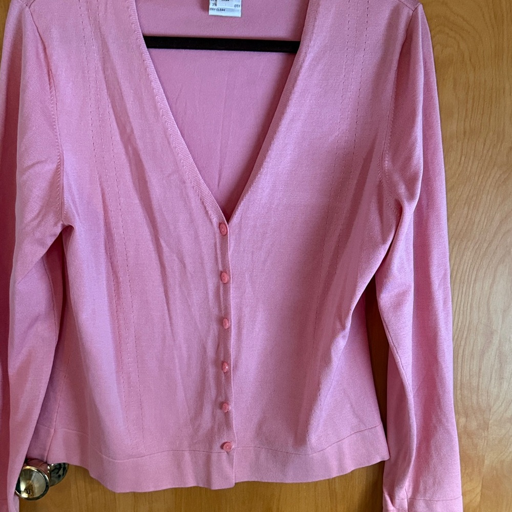 Talbots Women's coral:pink Button-Up Sweater Set